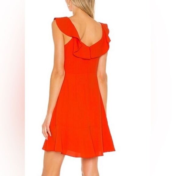 BCBG MaxAzria Mini Ruffle Dress cherry tomato sz 6 NWT - Picture 2 of 10